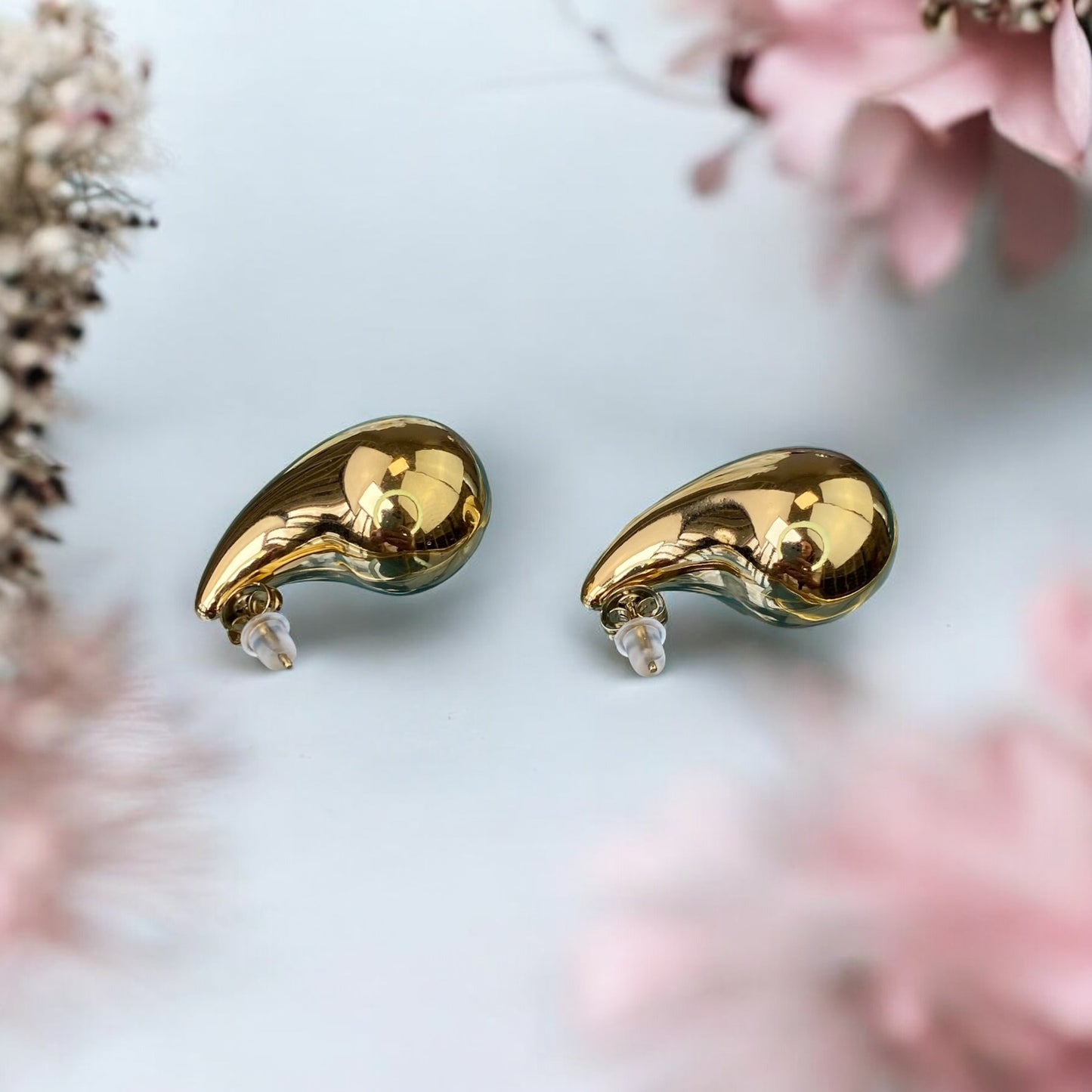 Gold Plated Stainless Steel Teardrop Earrings (size-M)