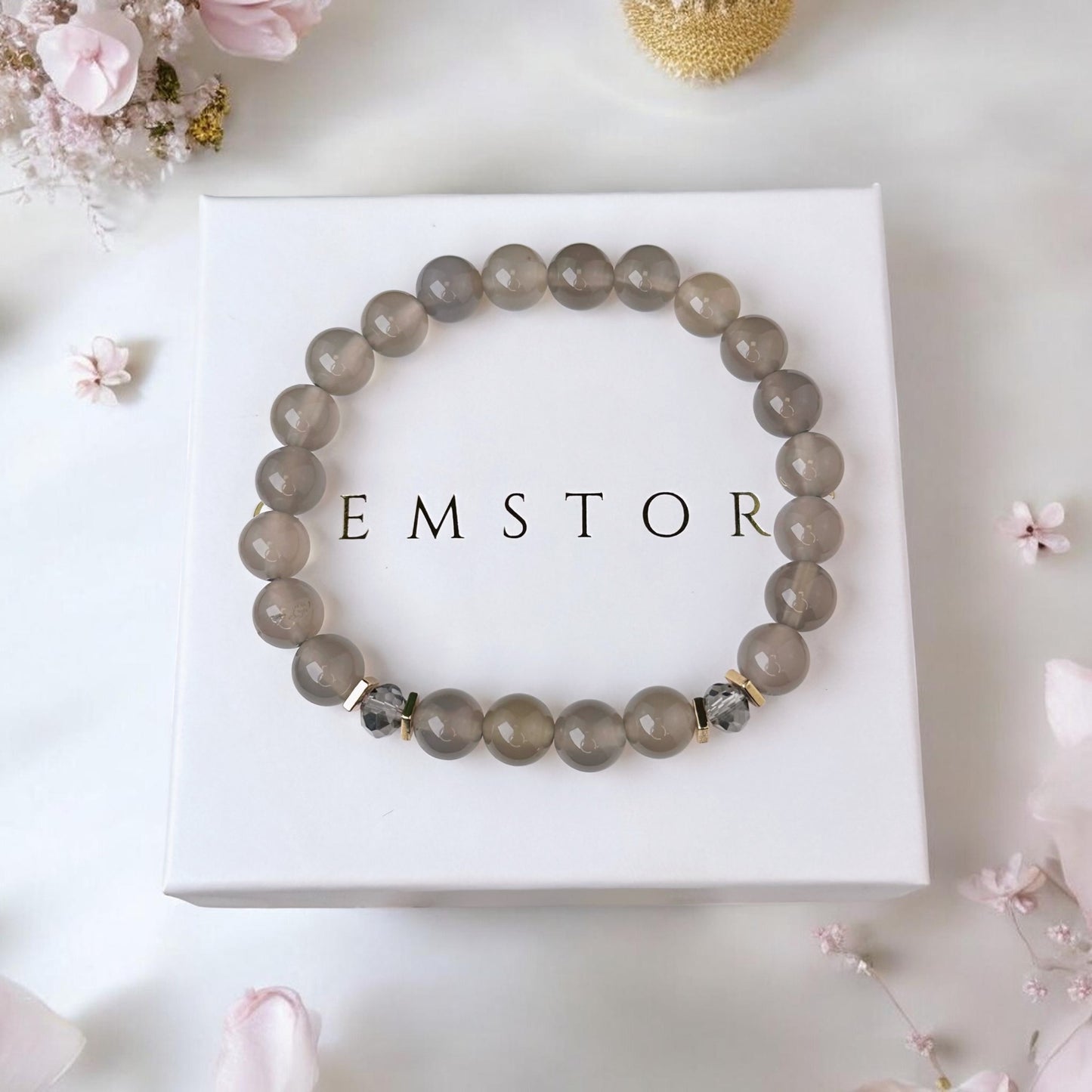 Pelēkā Ahāta rokassprādze (Ahāts, 8mm)