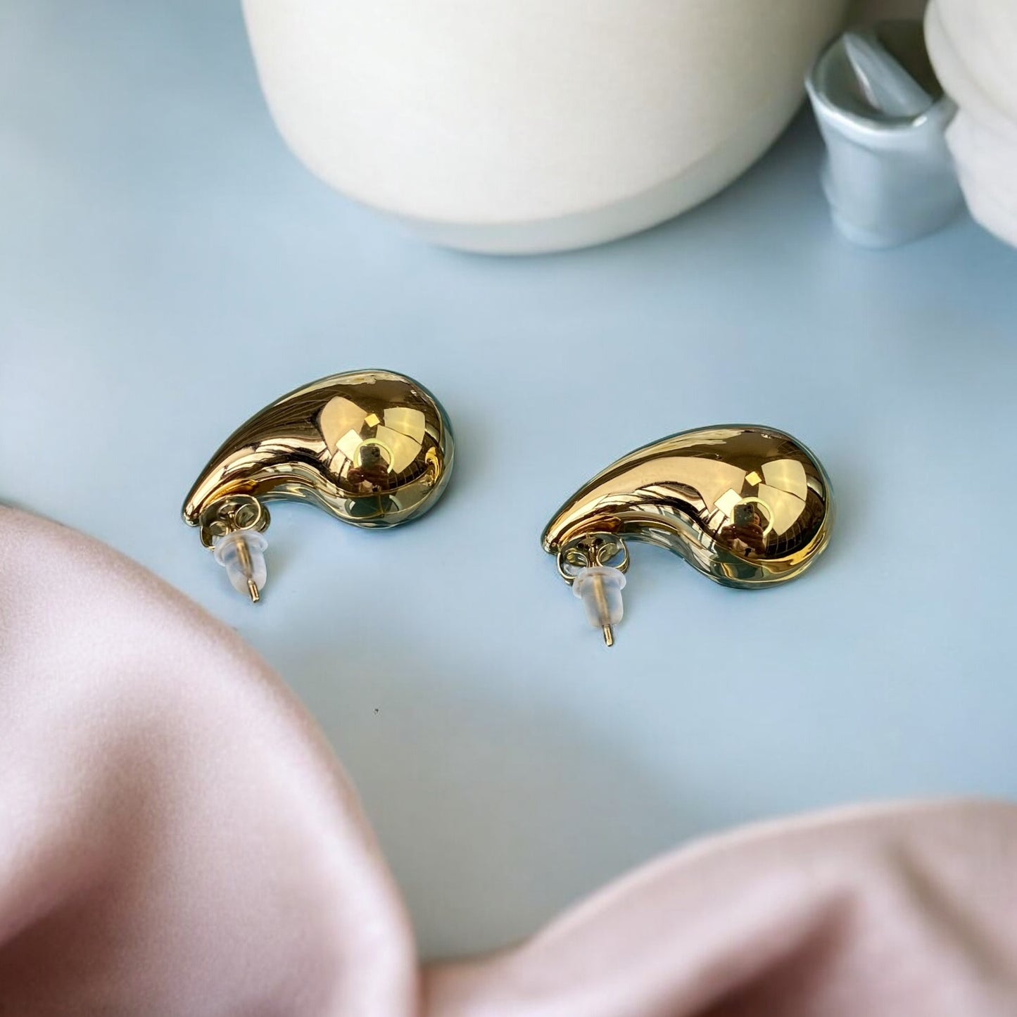 Gold Plated Stainless Steel Teardrop Earrings (size-S)