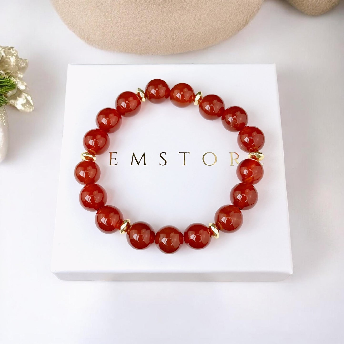 Karneola rokassprādze (Karneols/Serdoliks, 10mm. Mīlestībai, veselībai un karjerai.)