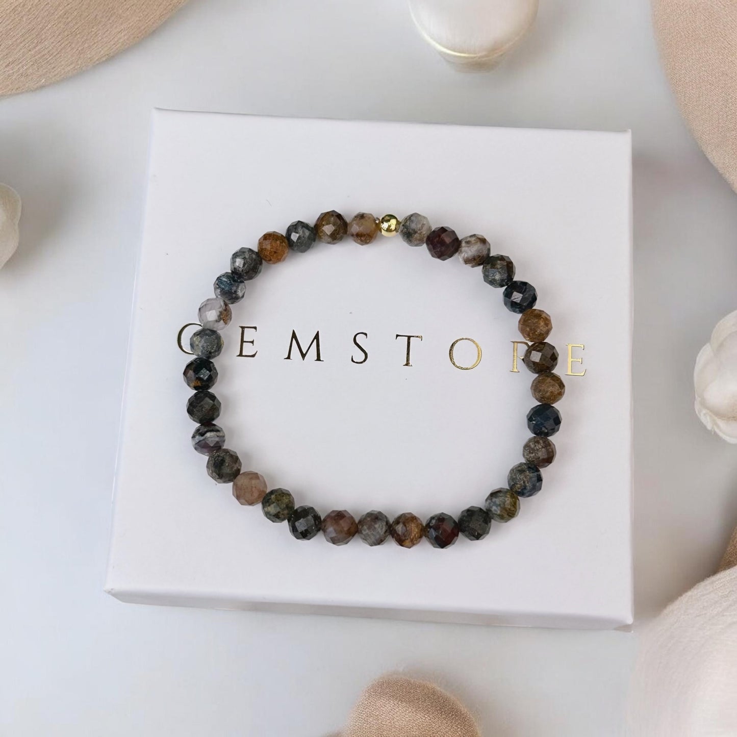 Pītersīta rokassprādze (Pītersīts, slīpēts, 6mm. Aizsardzībai, labam garastāvoklim un enerģijai.)