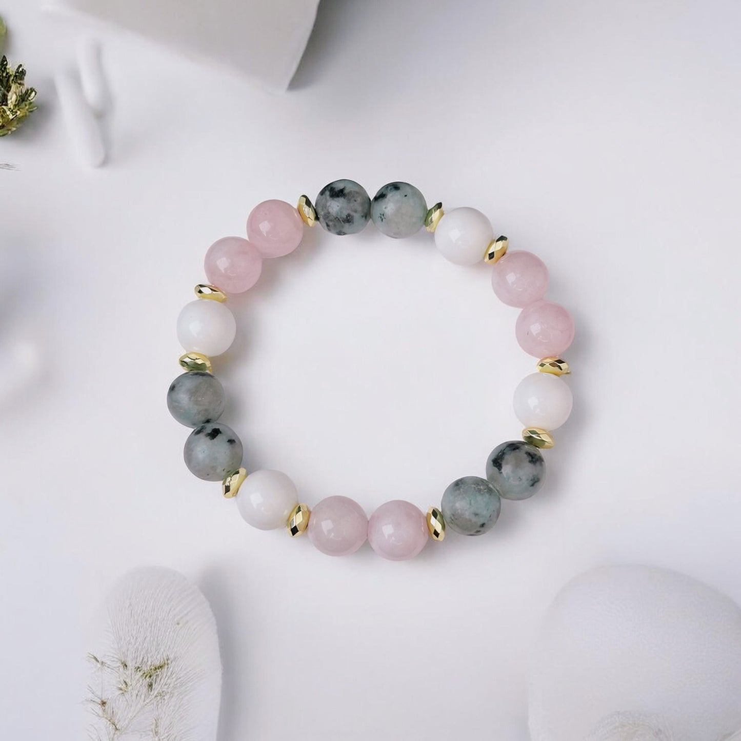 Rozā Kvarca un Kivi Jašmas aproce (Rozā Kvarcs, Kivi Jašma, 10mm)