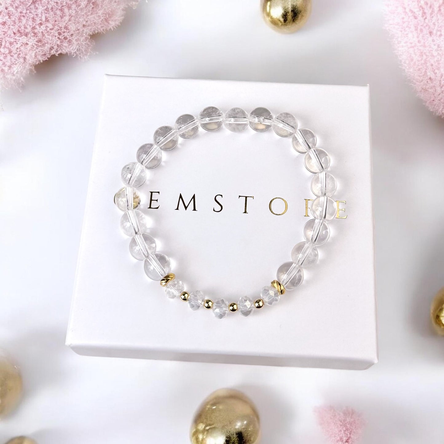 Kalnu Kristāla rokassprādze (Kalnu Kristāls, 8mm. Veselībai, pozitīvai enerģijai un aizsardzībai.)