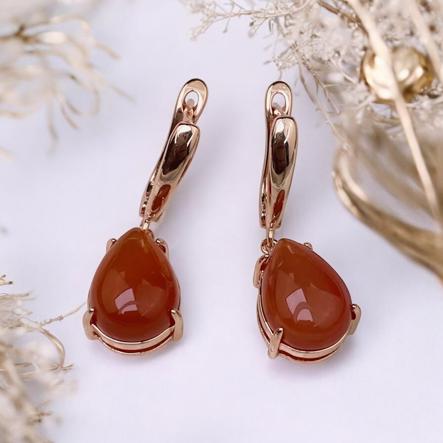 Karneola/Serdolika auskari