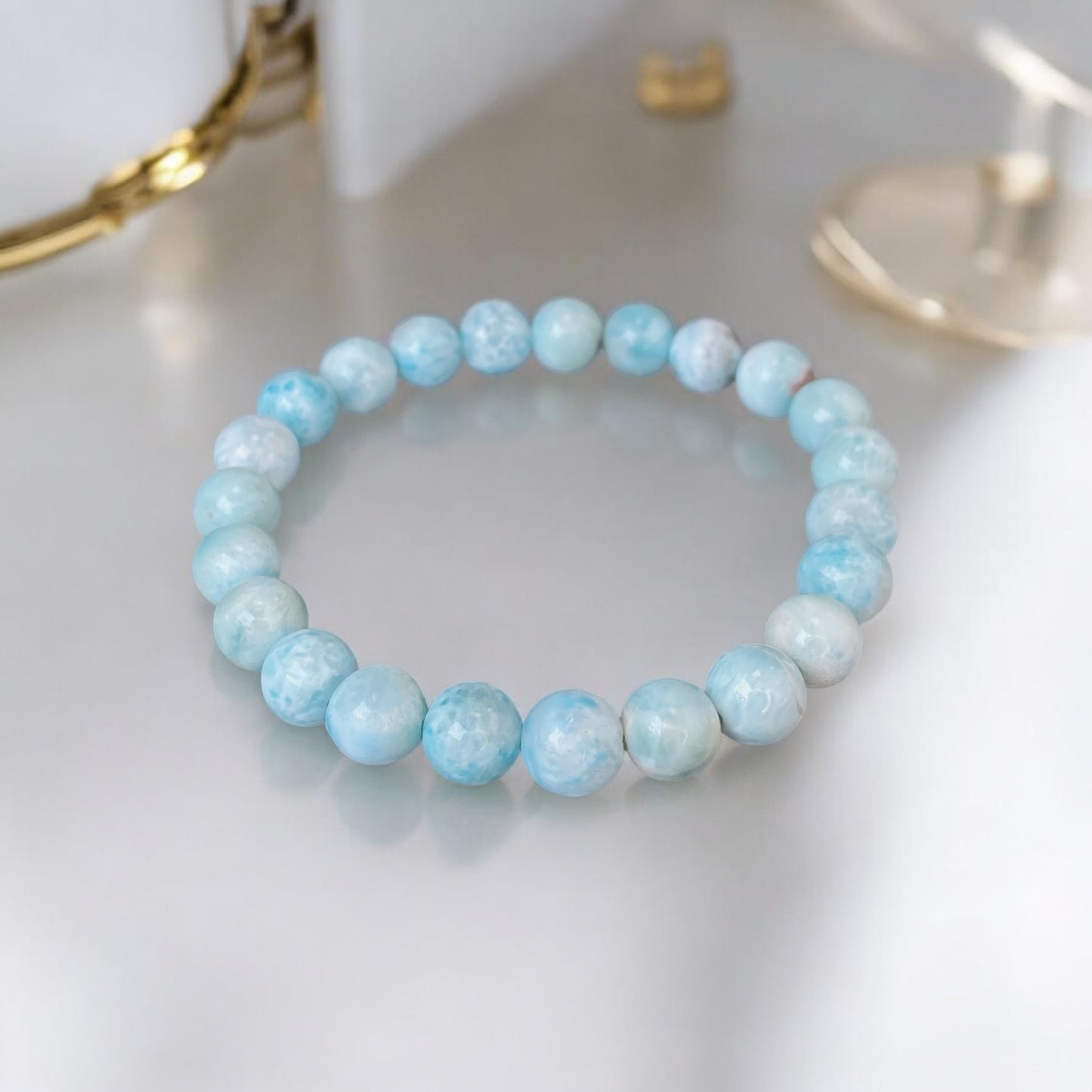 Larimar bracelet (Larimar,8mm.For peace, harmony and courage)