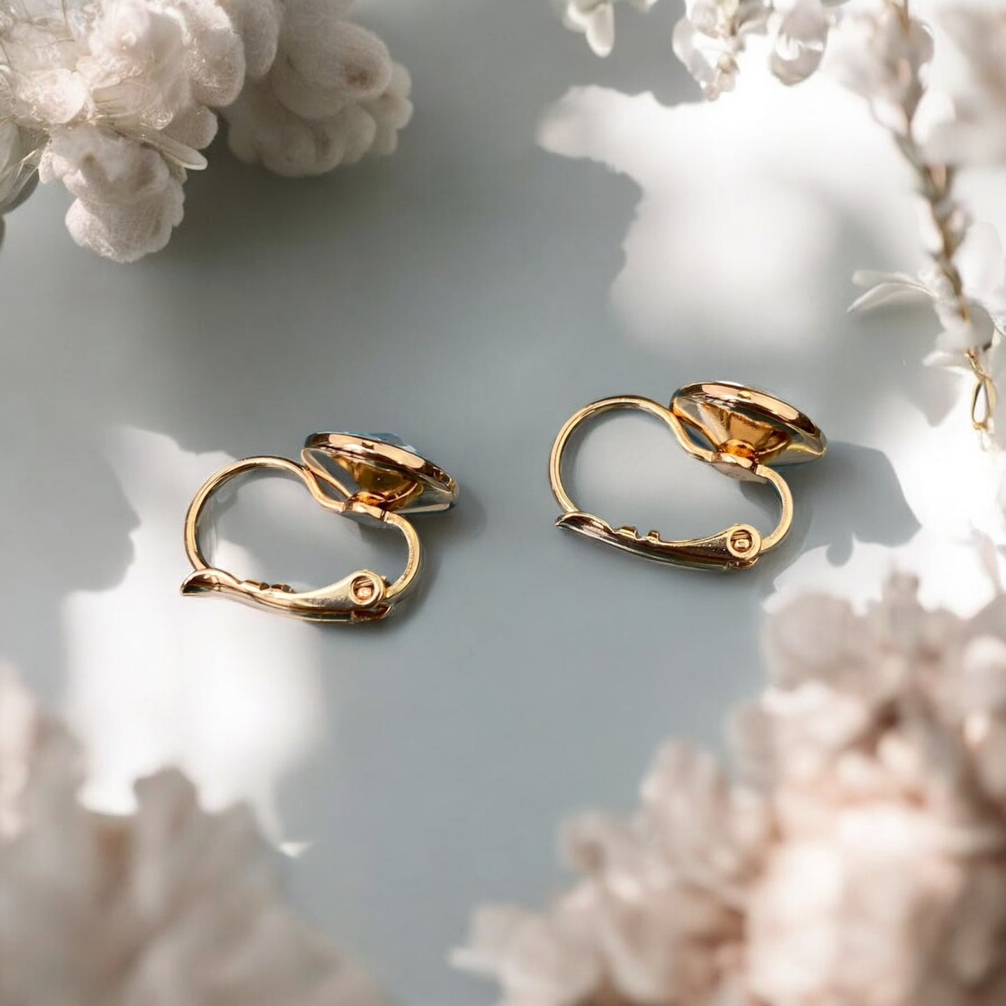 Gold Plated Stainless Steel Earrings with decorative crystal