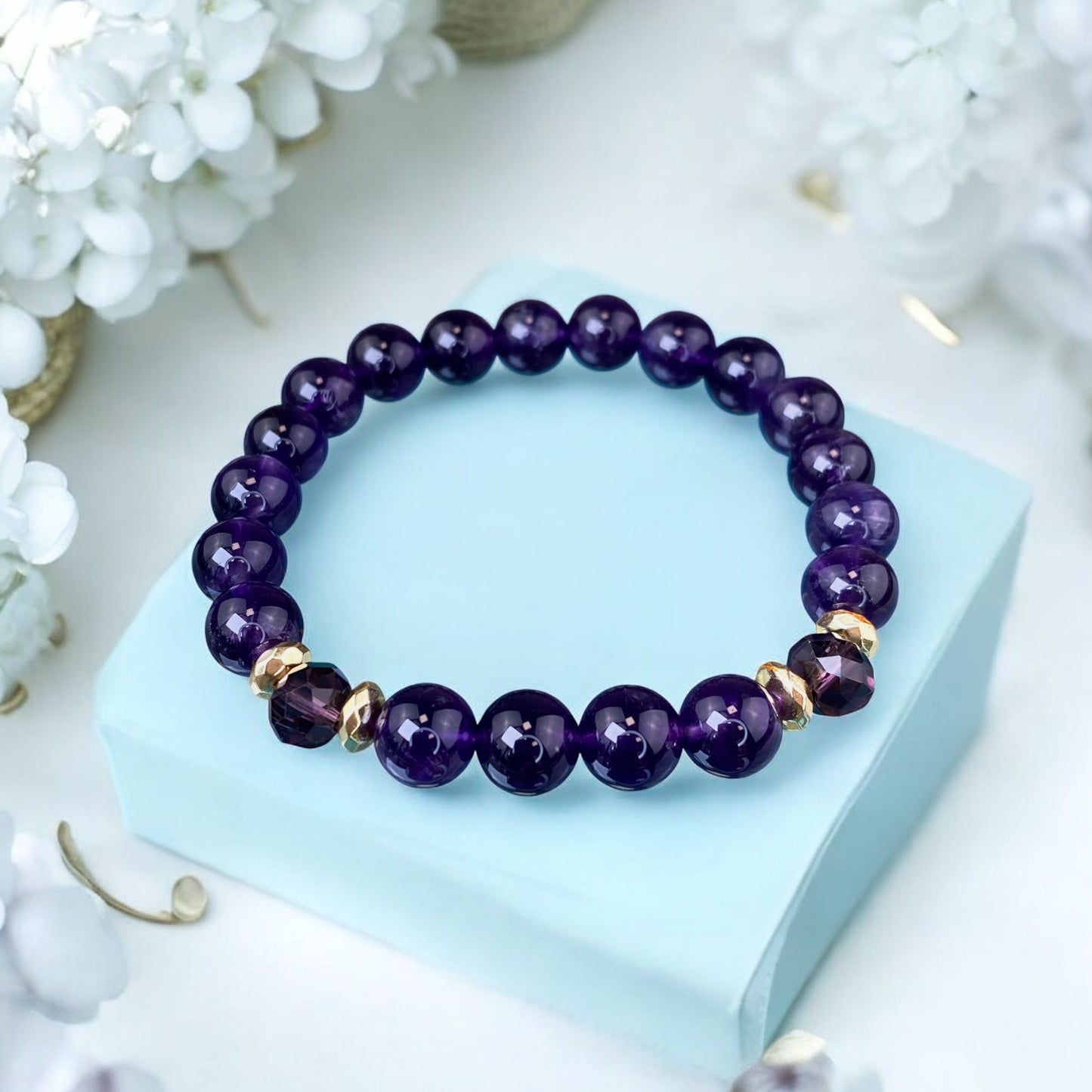 Amethyst bracelet (Amethyst, 8mm.For love, harmony and balance)
