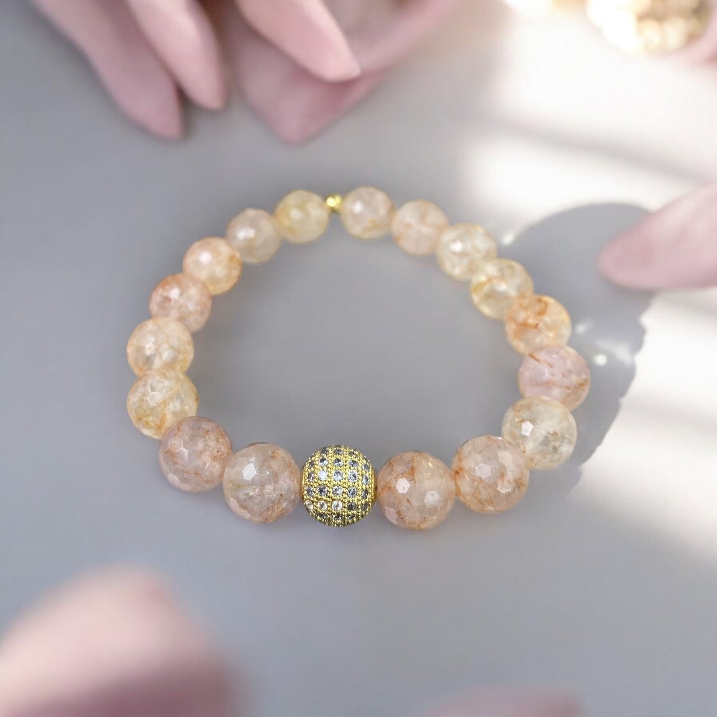 Kvarca rokassprādze (Kvarcs 10mm, slīpēta forma)