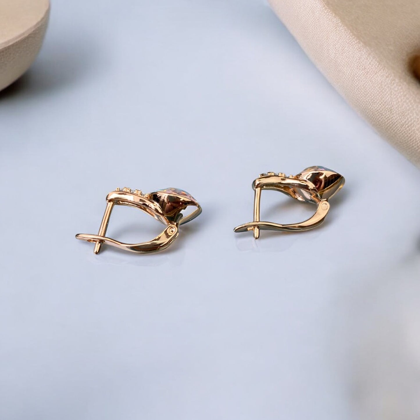 Gold Plated Stainless Steel Earrings with decorative crystals