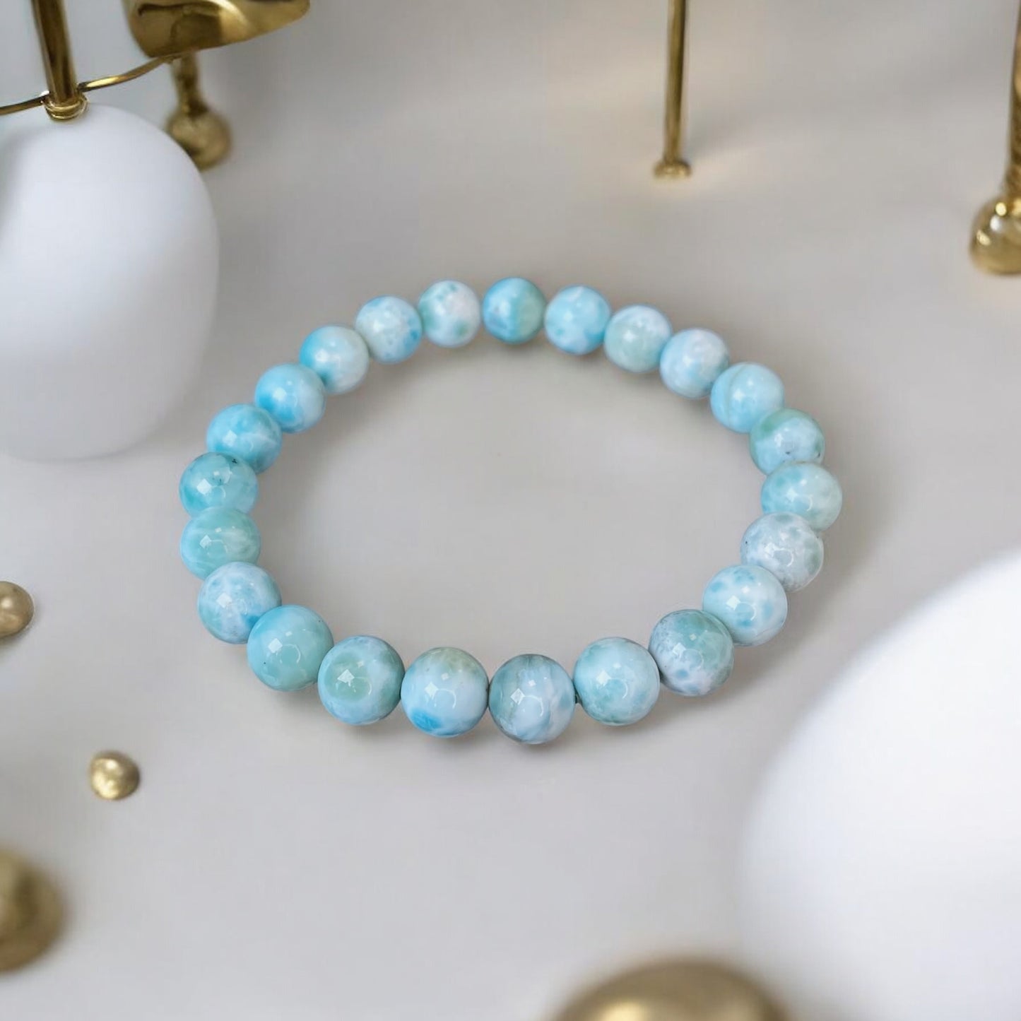 Larimāra rokassprādze (Larimārs, 8mm. Mieram, harmonijai un drosmei.)