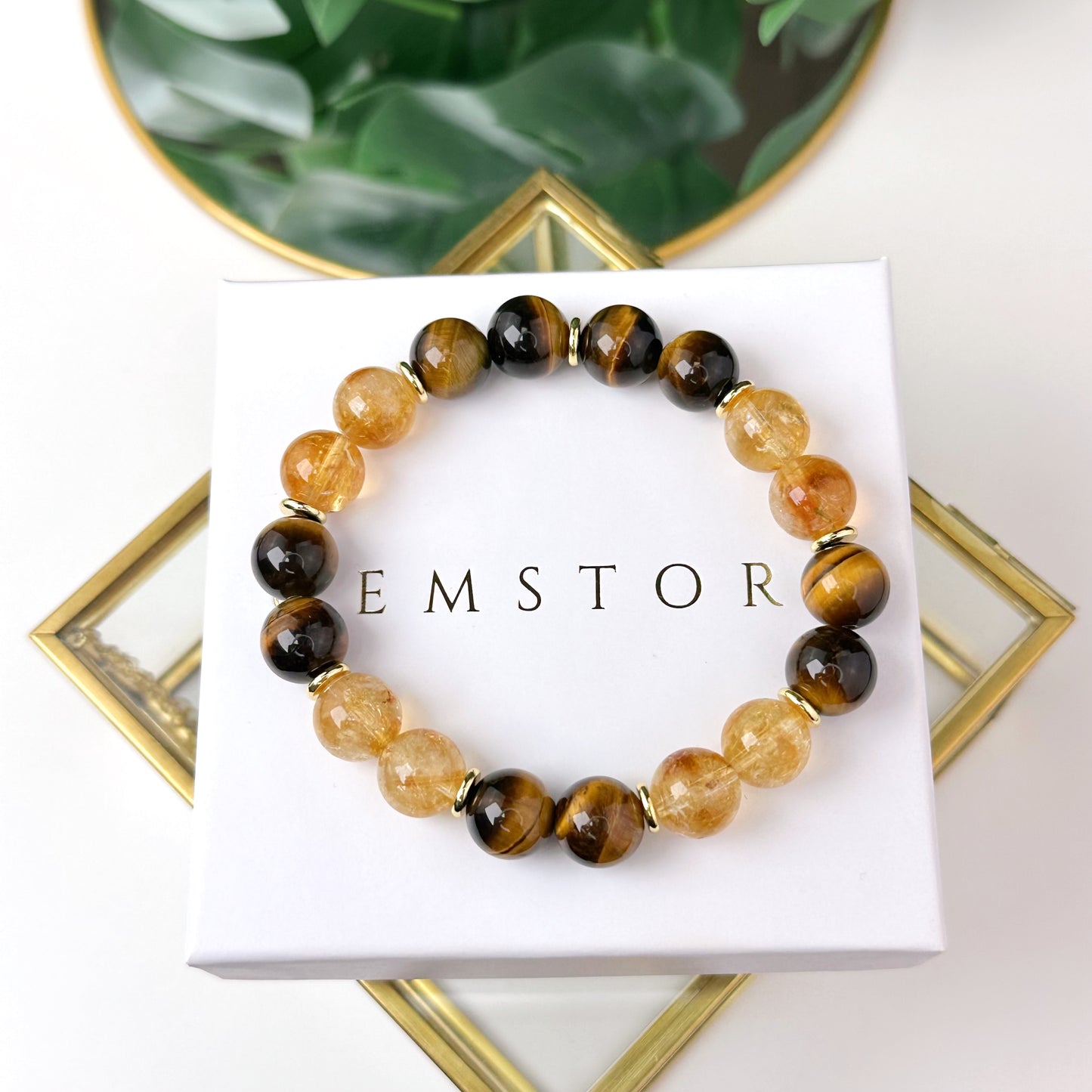 Tīģeracs un Citrīna rokassprādze (Tīģeracs, Citrīns, 10mm. Aizsardzībai, labklājībai un veiksmei.)