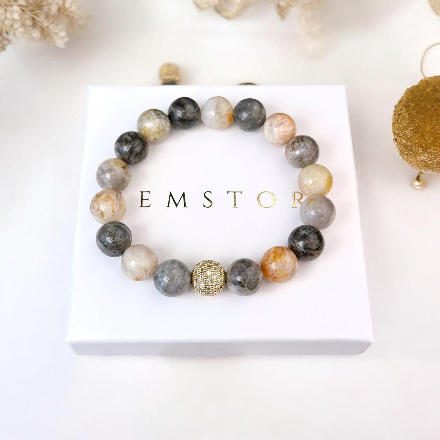 Ahāta rokassprādze (Ahāts, 10mm. Veiksmei, mieram un harmonijai.)