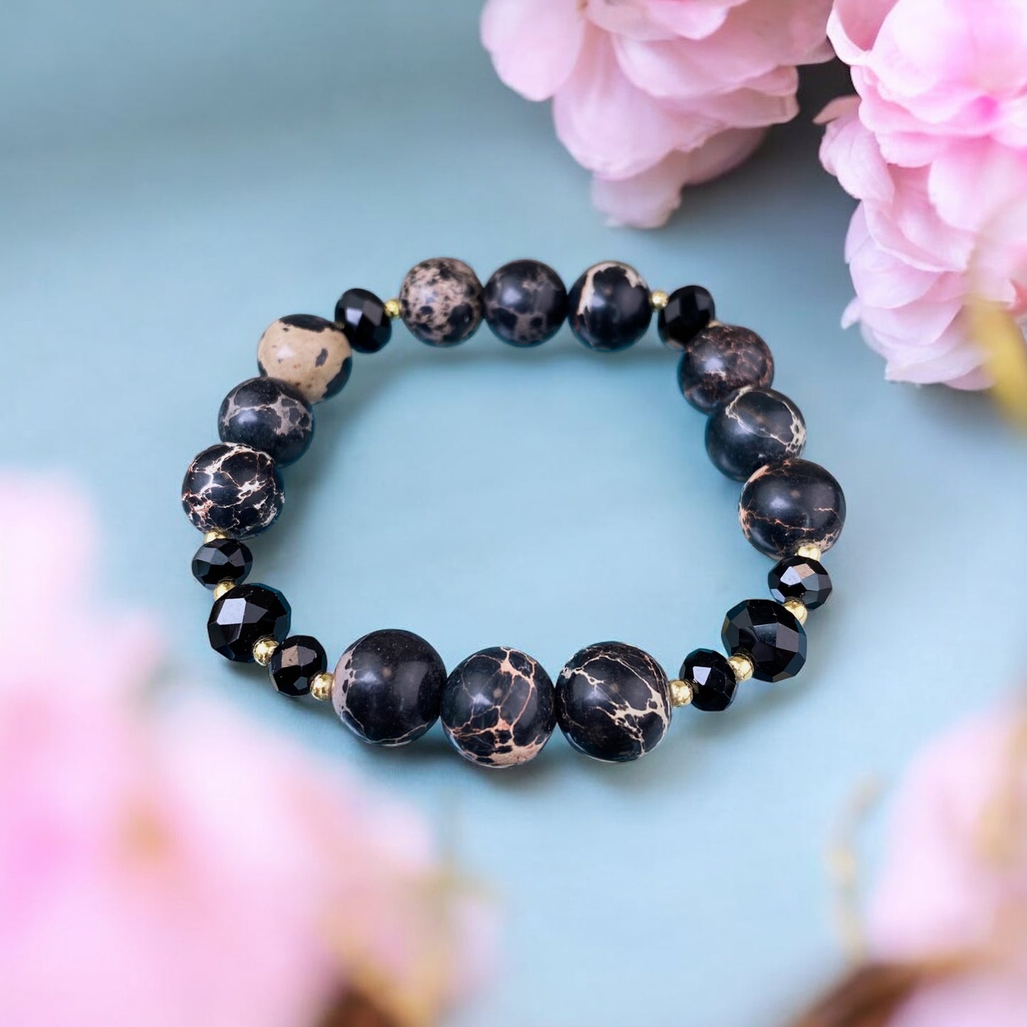Jasper bracelet (Jasper tinted, 10mm. For happiness, positive energy and inner strength.)