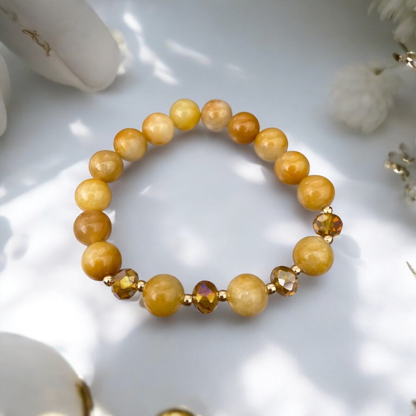 Žadeīta rokassprādze ar kristāliem (Žadeīts 10mm)