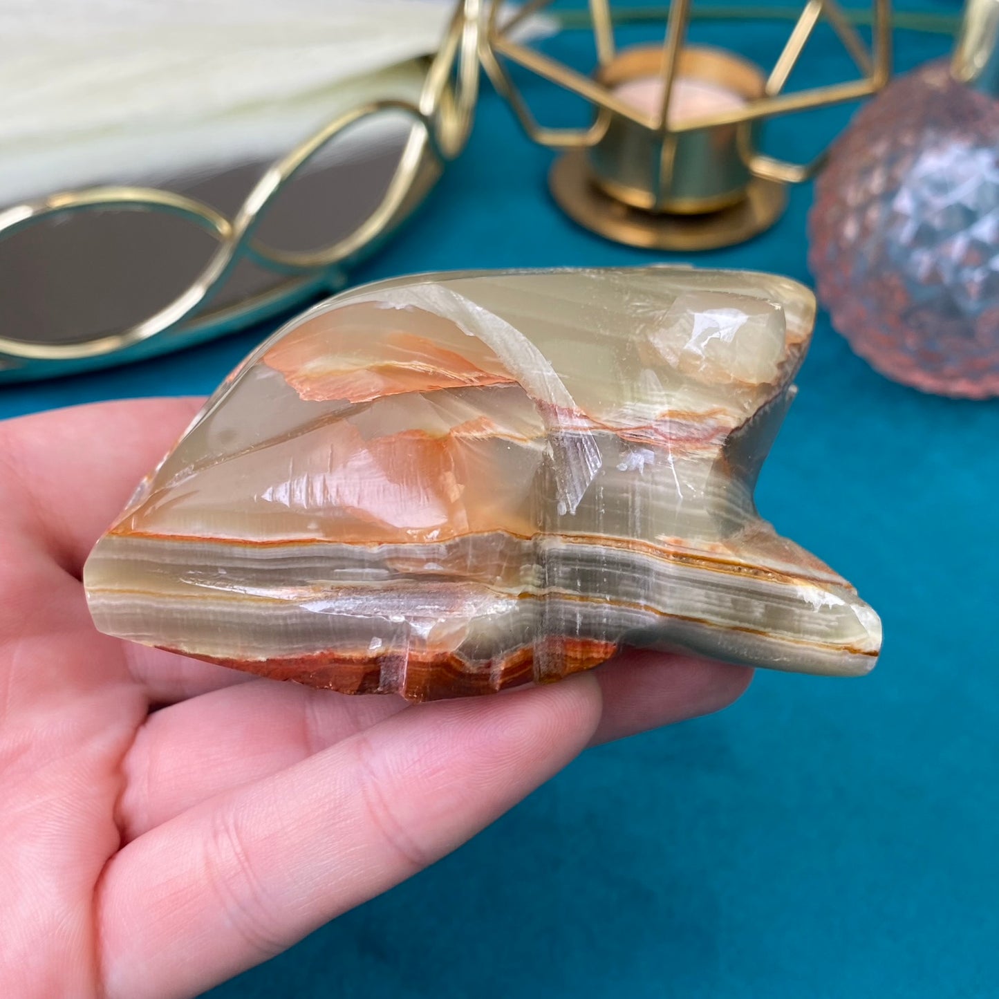 Natural Marble Onyx frog (Marble Onyx)