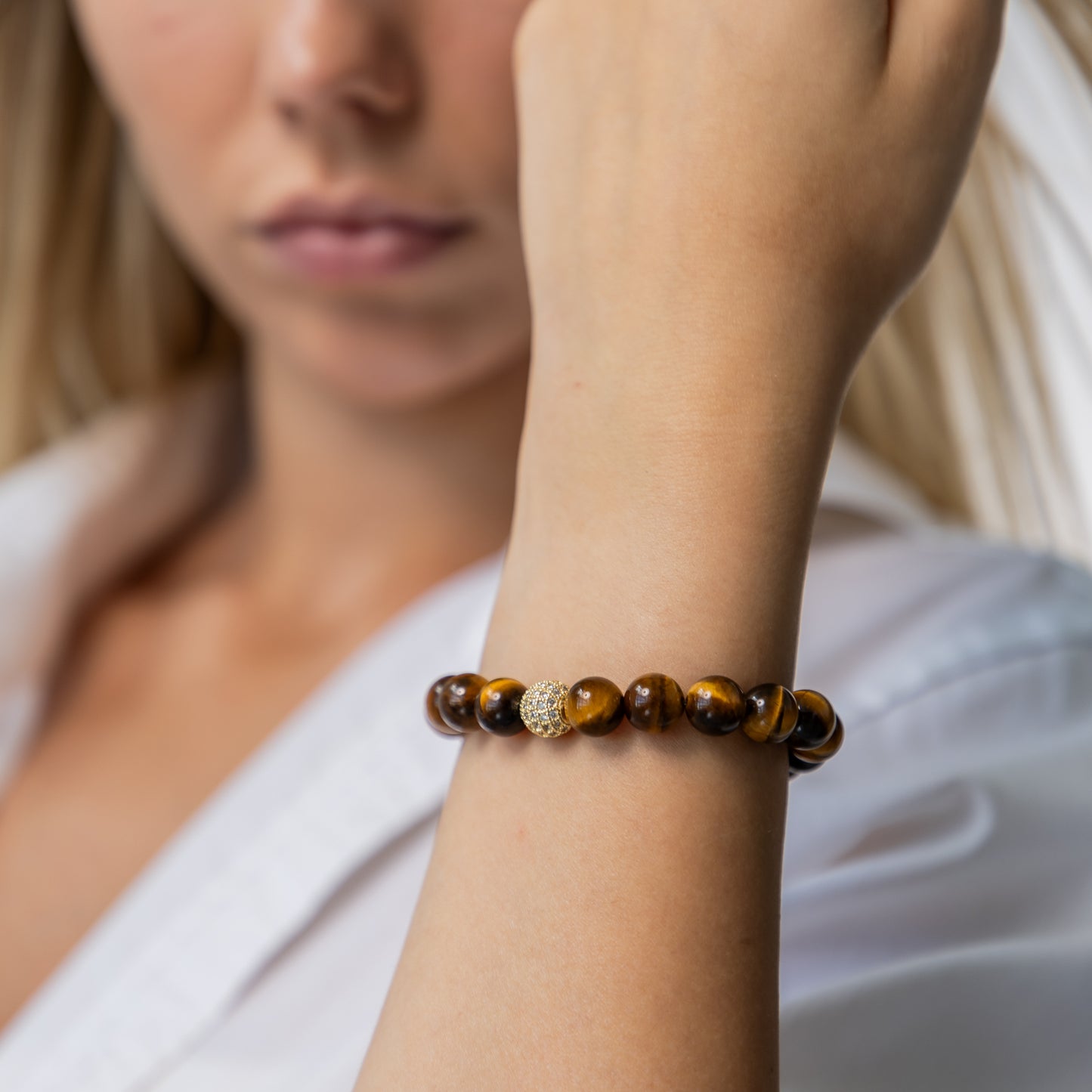 Tiger Eye bracelet (Tiger Eye, 10mm. For protection, well-being and health.)