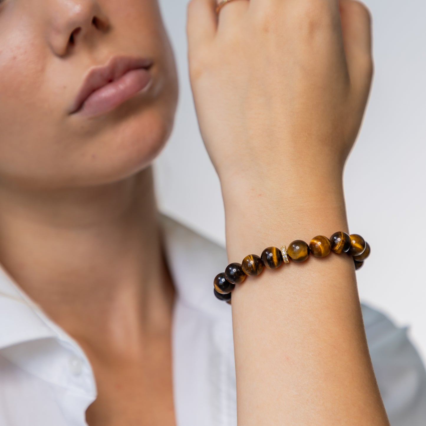 Tiger Eye bracelet (Tiger Eye, 10mm. For protection, well-being and health.)