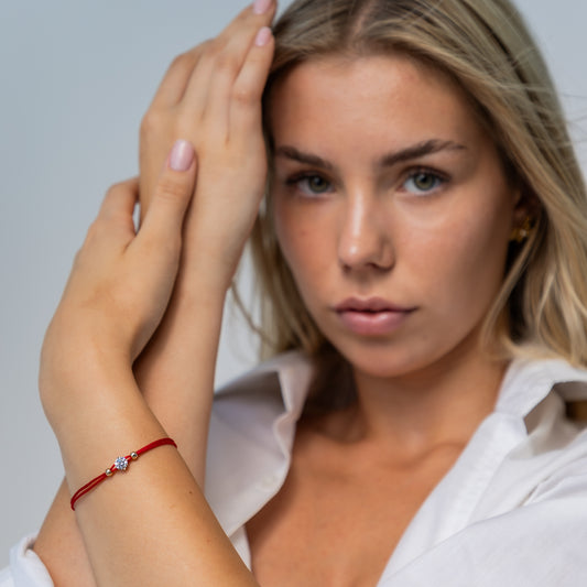 Red thread protection bracelet with crystal (adjustable length 16.5cm +3.5cm)