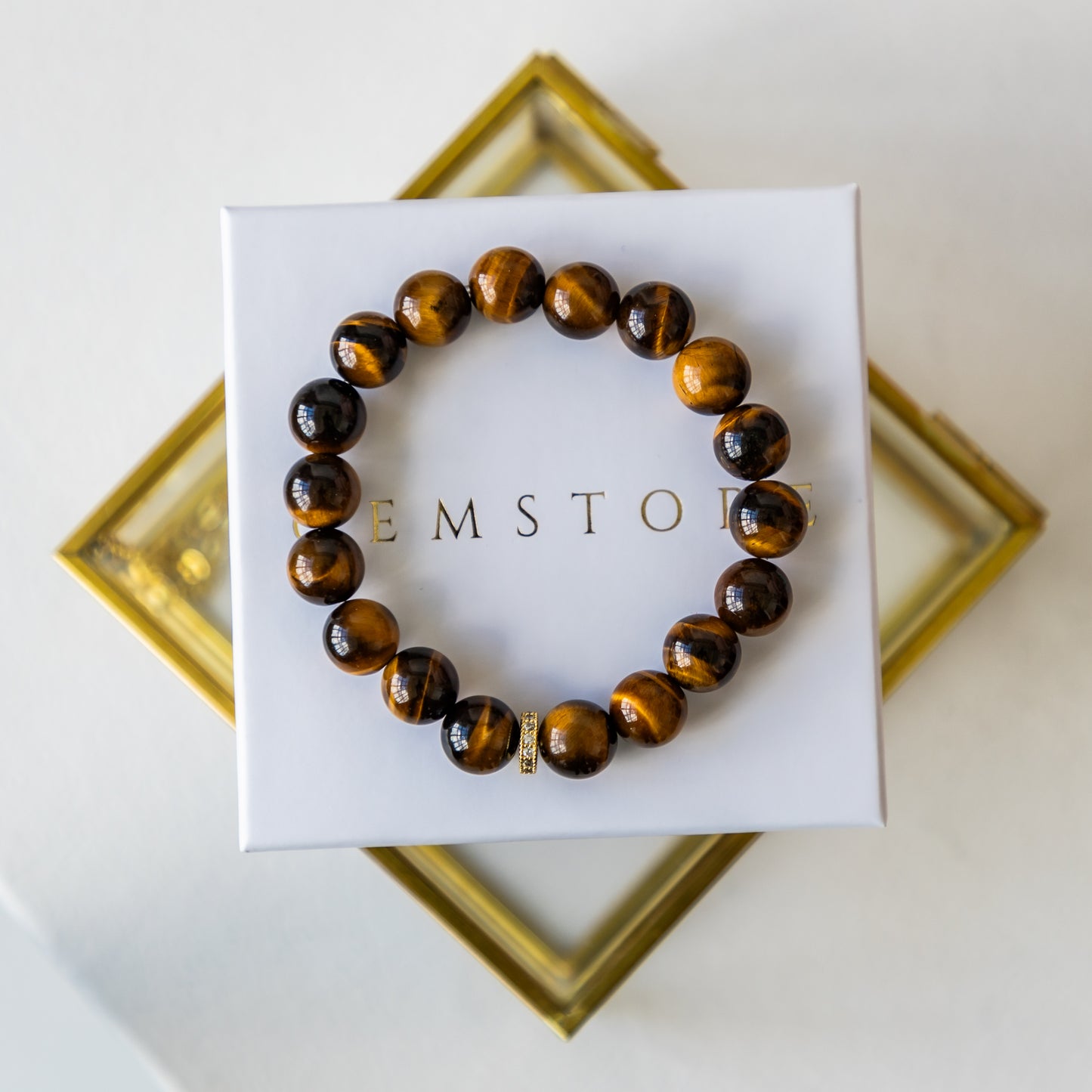 Tiger Eye bracelet (Tiger Eye, 10mm. For protection, well-being and health.)