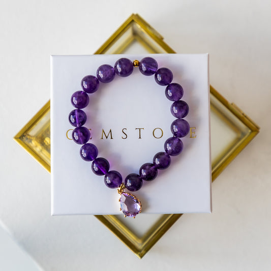 Amethyst bracelet (Amethyst, 10mm.For love, harmony and balance)