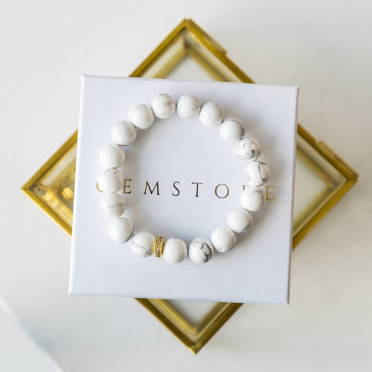 Howlite bracelet (Howlite, 10mm.For peace, harmony and mind.)