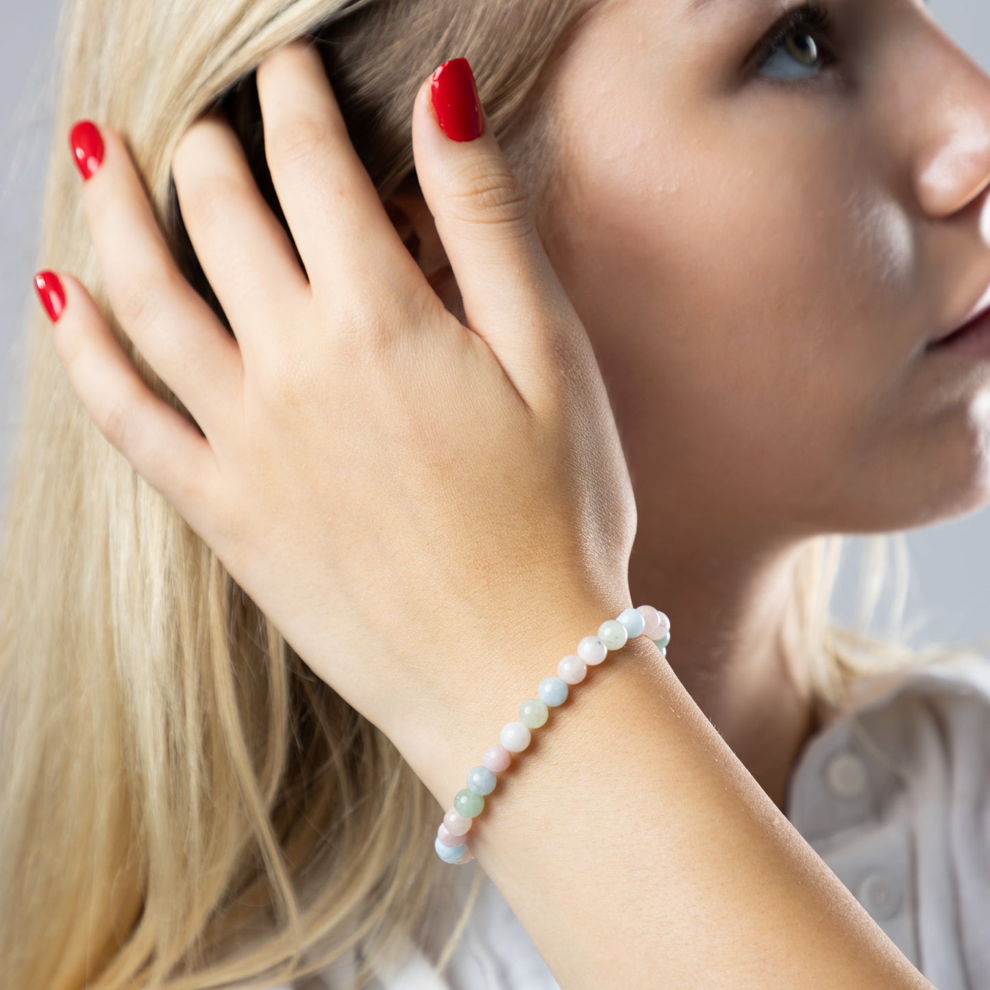 Beryl bracelet (Beryl, 6mm.For family harmony, protection, spiritual development.)