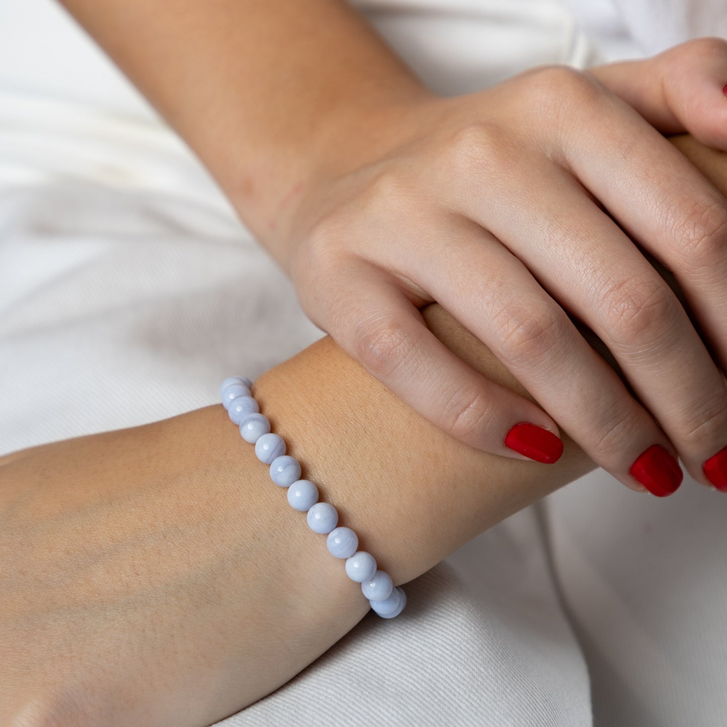 Blue Lace Agate bracelet(Agate, 6mm. For success, health and harmony.)