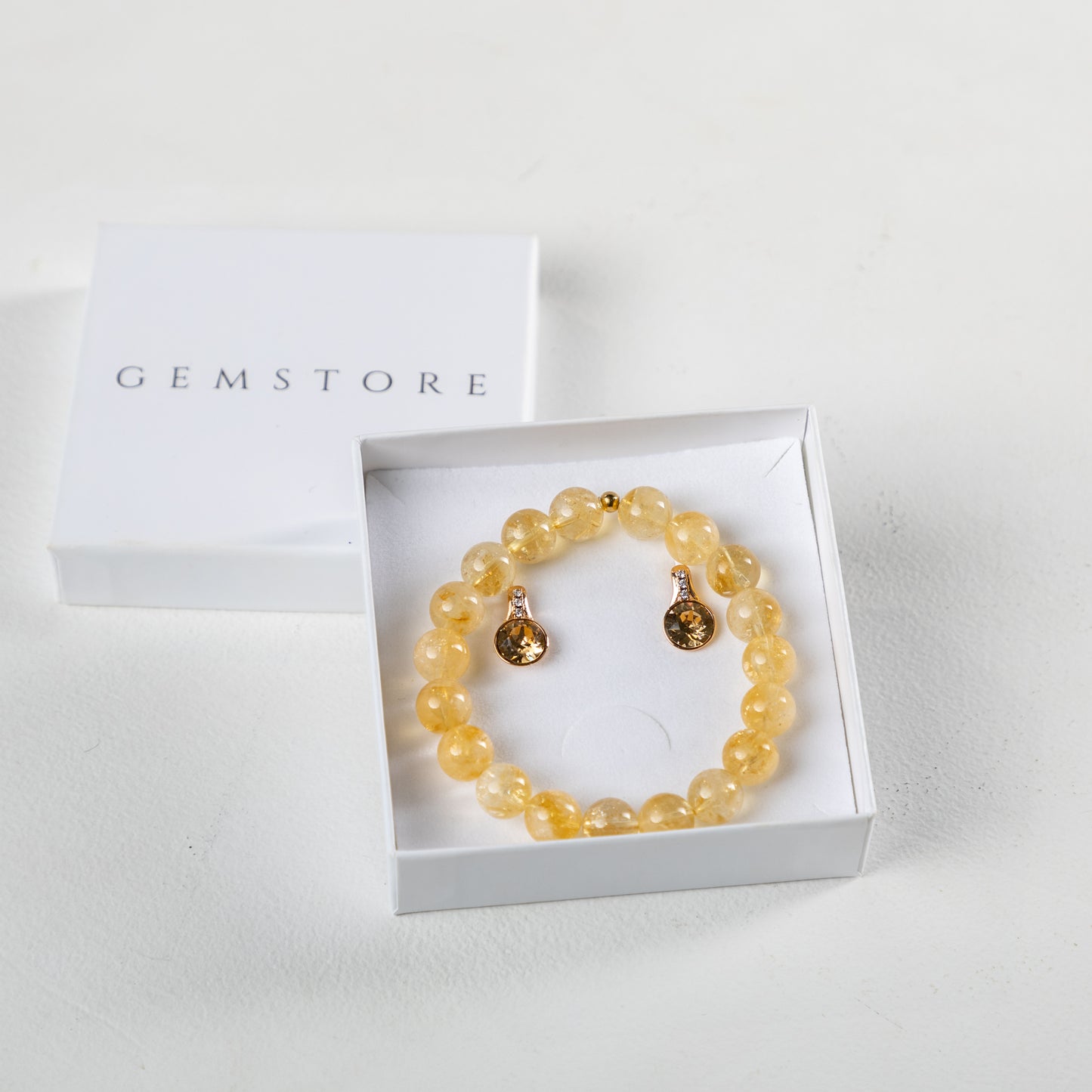 Citrine bracelet set with decorative crystals earrings