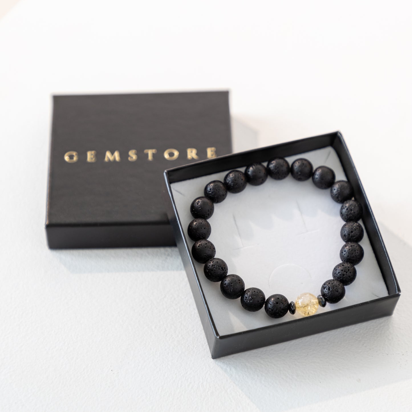Men's bracelet Lava with Citrine