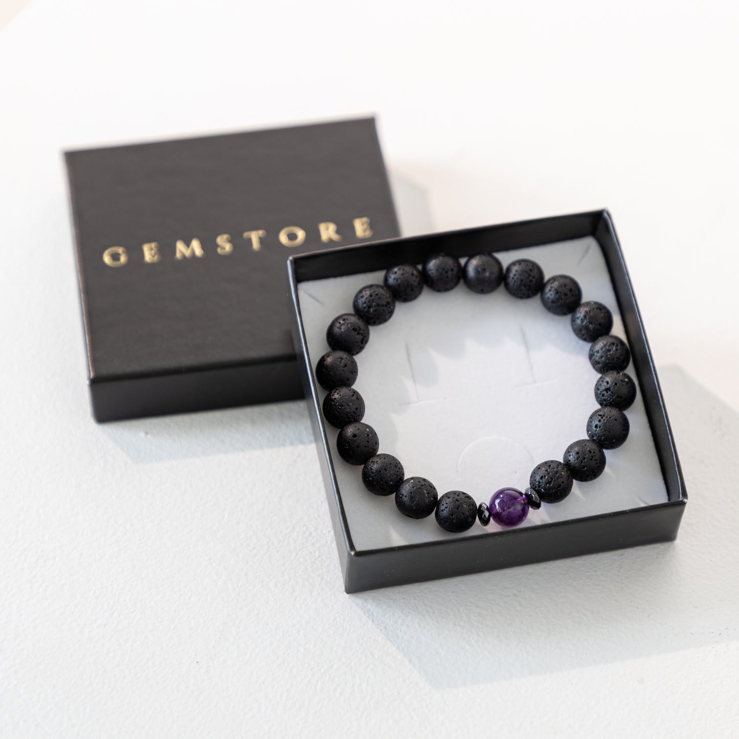 Men's bracelet Lava with Amethyst