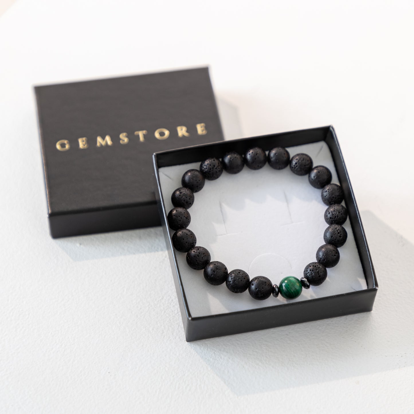 Men's bracelet Lava with Malachite