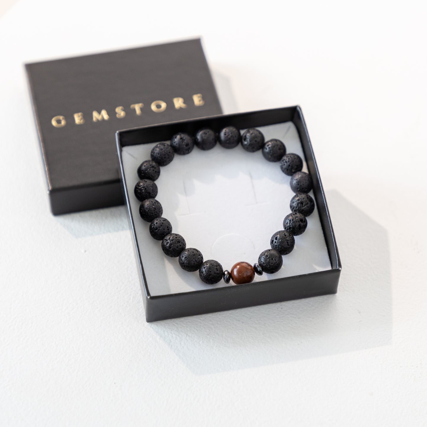 Men's bracelet Lava with Mahogany Obsidian