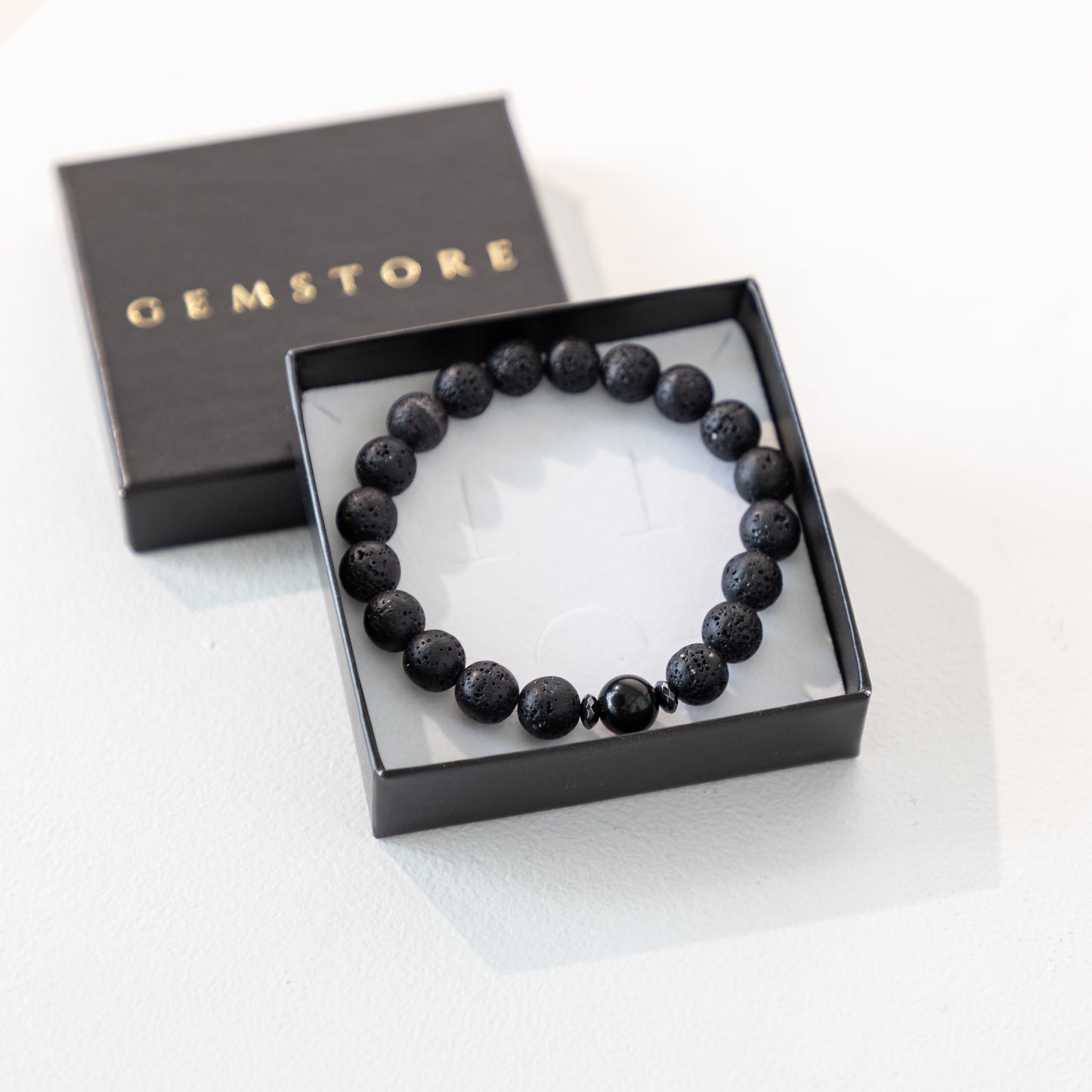 Men's bracelet Lava with Gold Sheen Obsidian