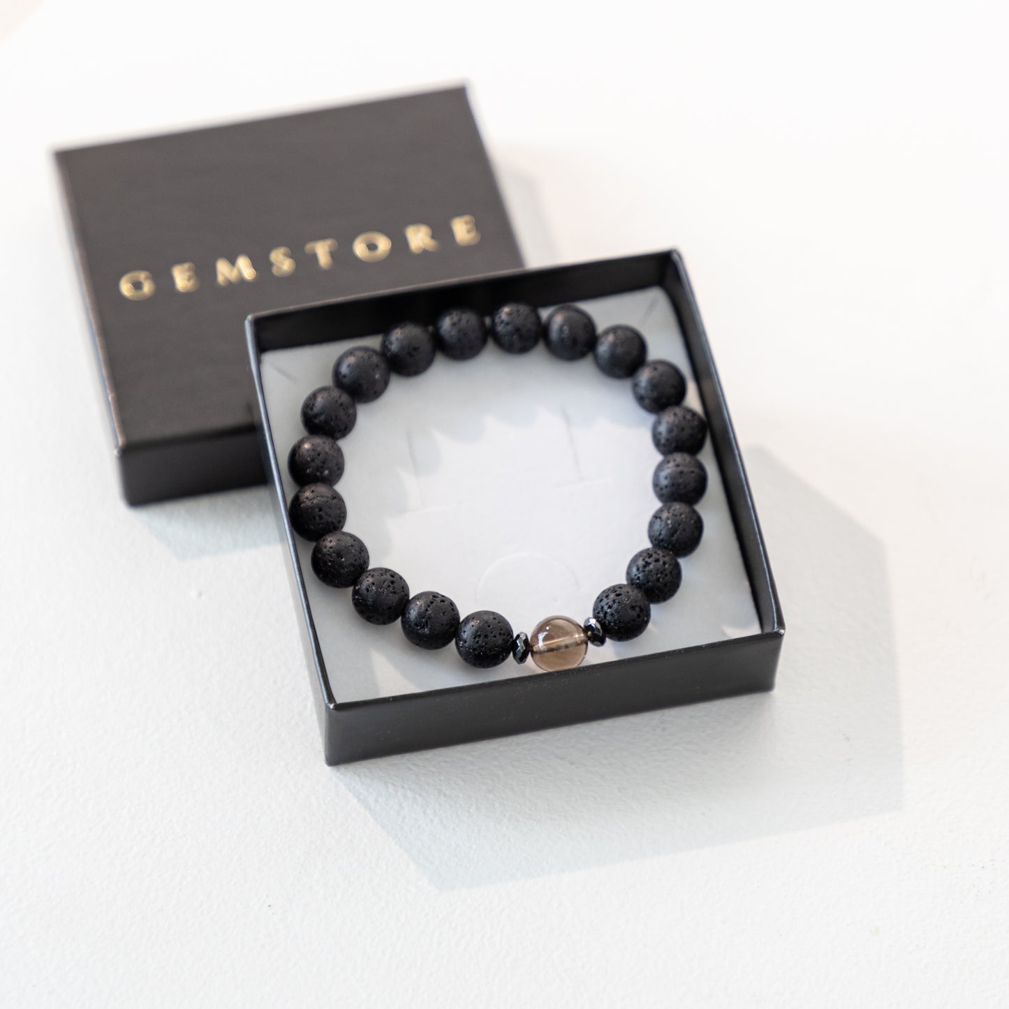 Men's bracelet Lava with Smoky Quartz
