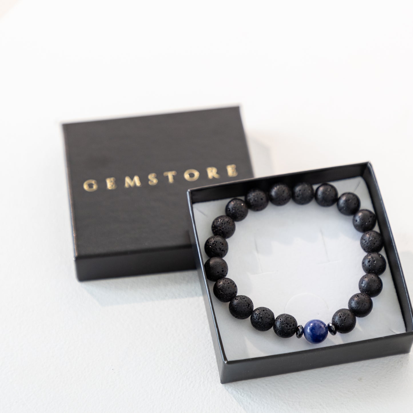 Men's bracelet Lava with Sodalite