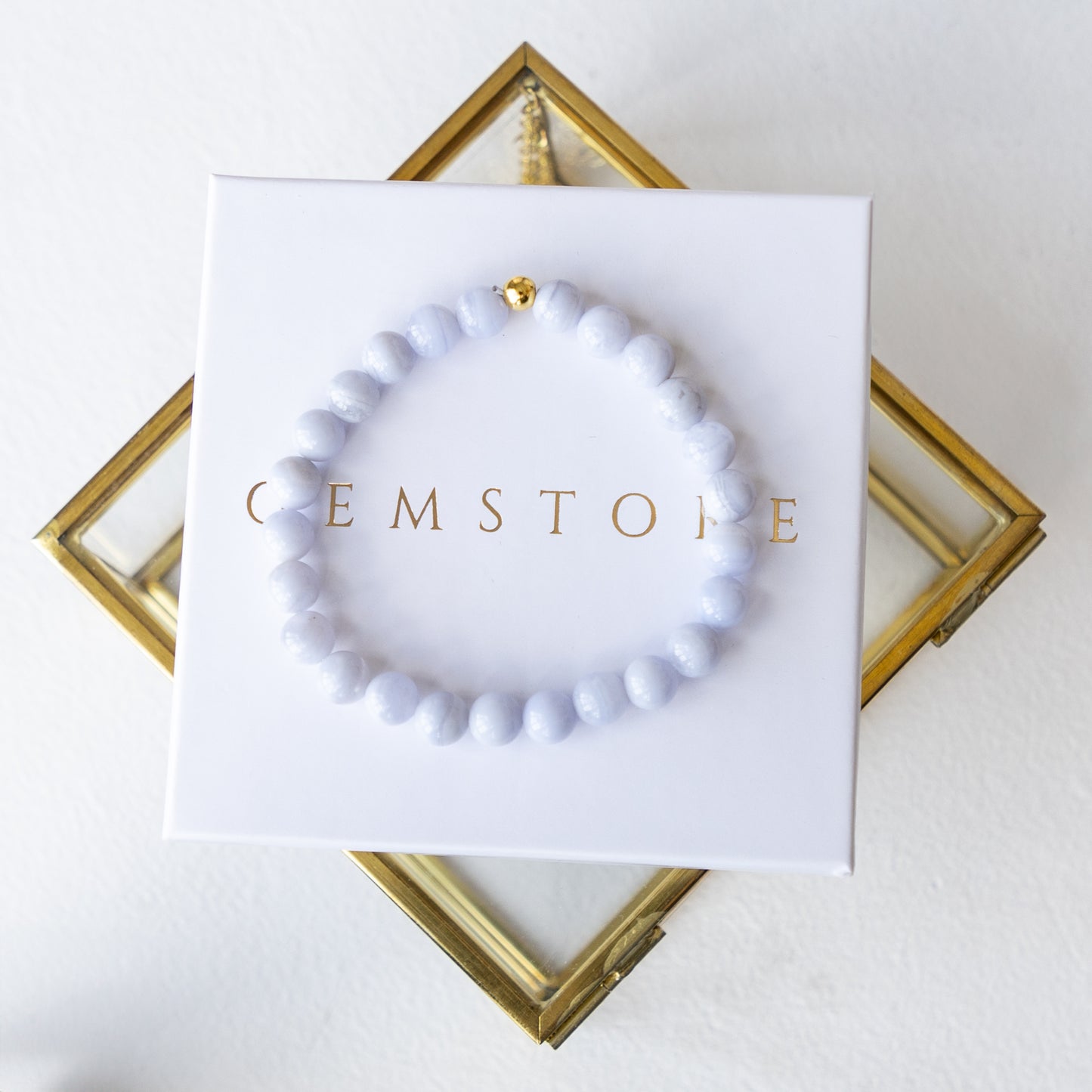 Blue Lace Agate bracelet(Agate, 6mm. For success, health and harmony.)