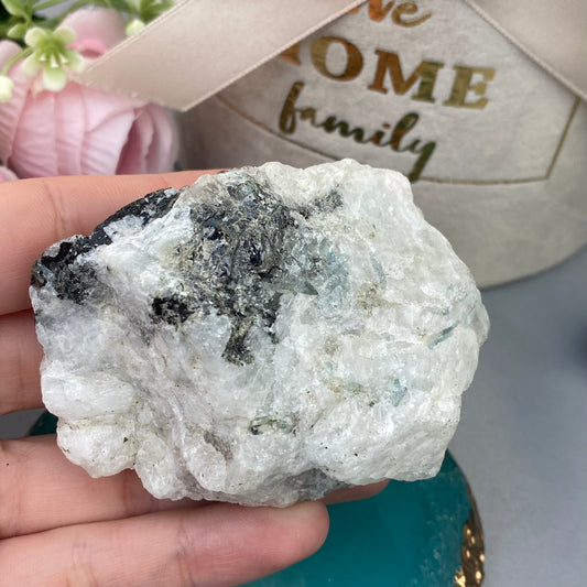 Raw Moonstone with Tourmaline (208g.)
