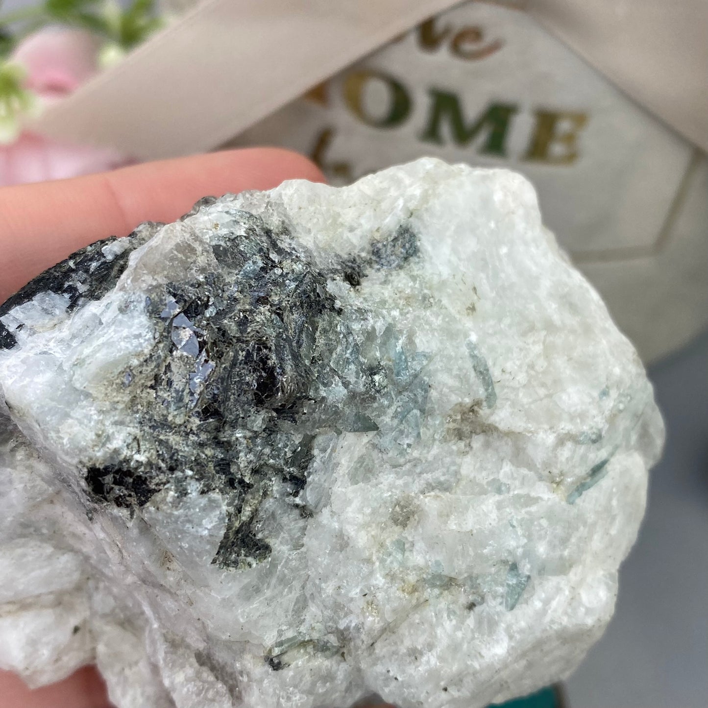 Raw Moonstone with Tourmaline (208g.)
