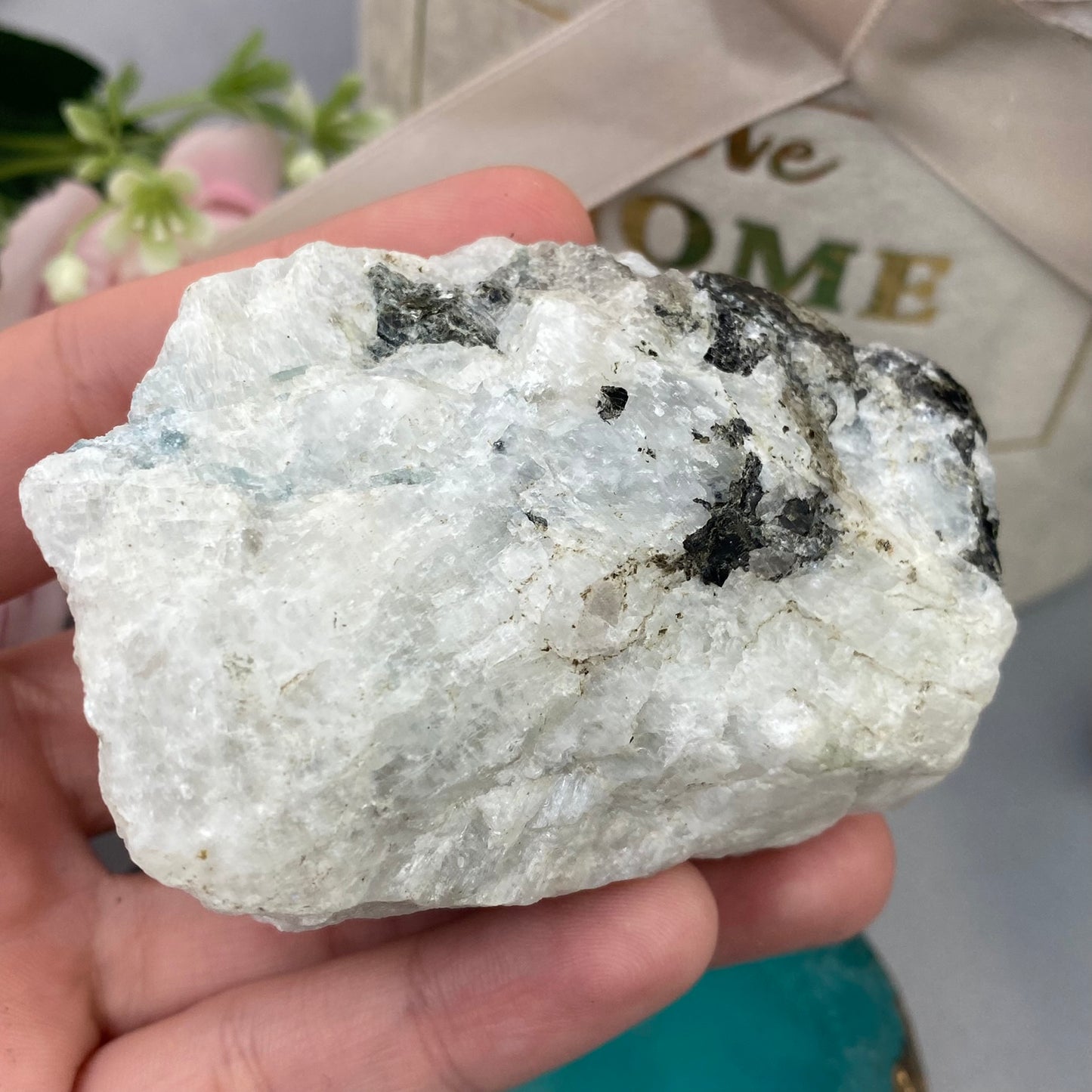 Raw Moonstone with Tourmaline (208g.)