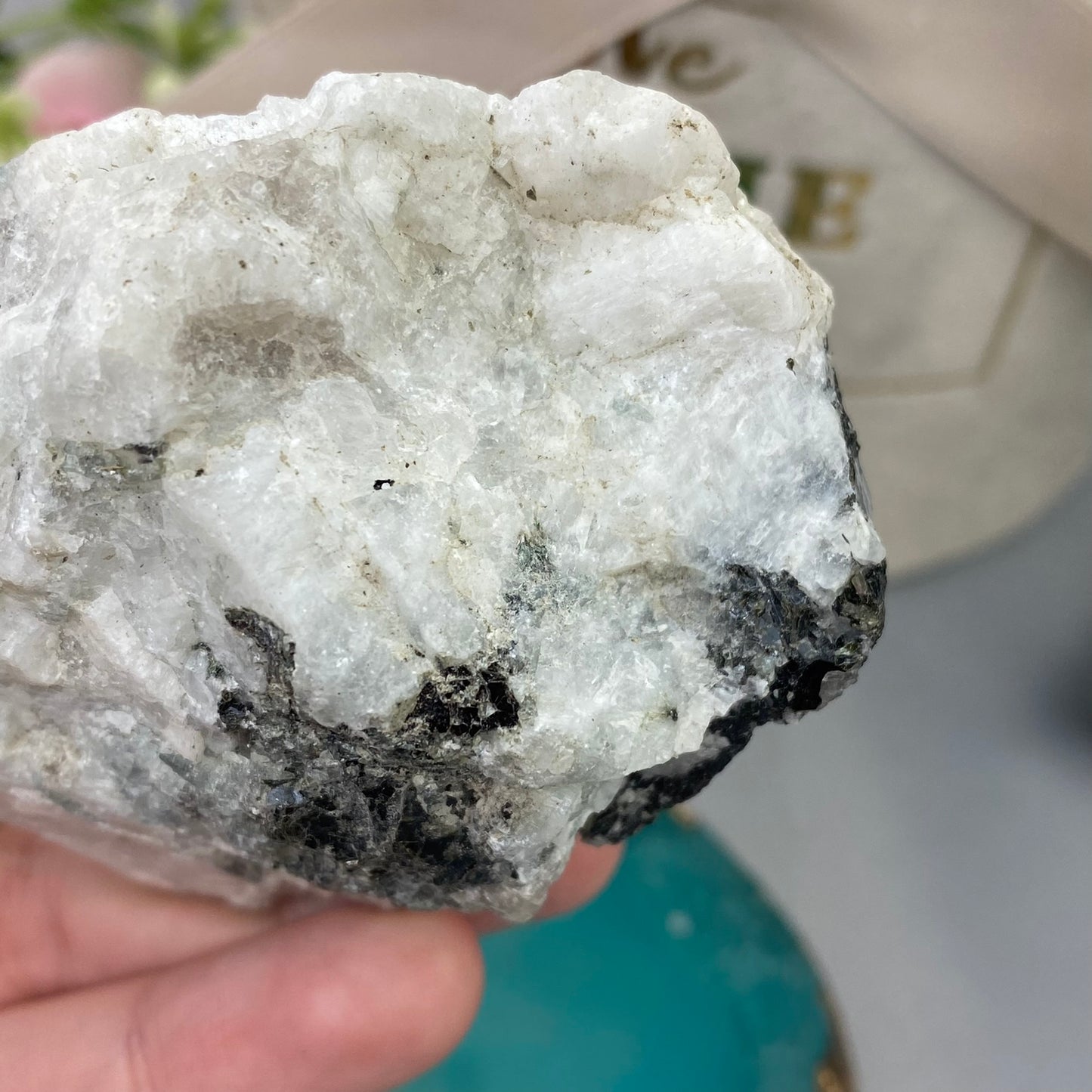 Raw Moonstone with Tourmaline (208g.)