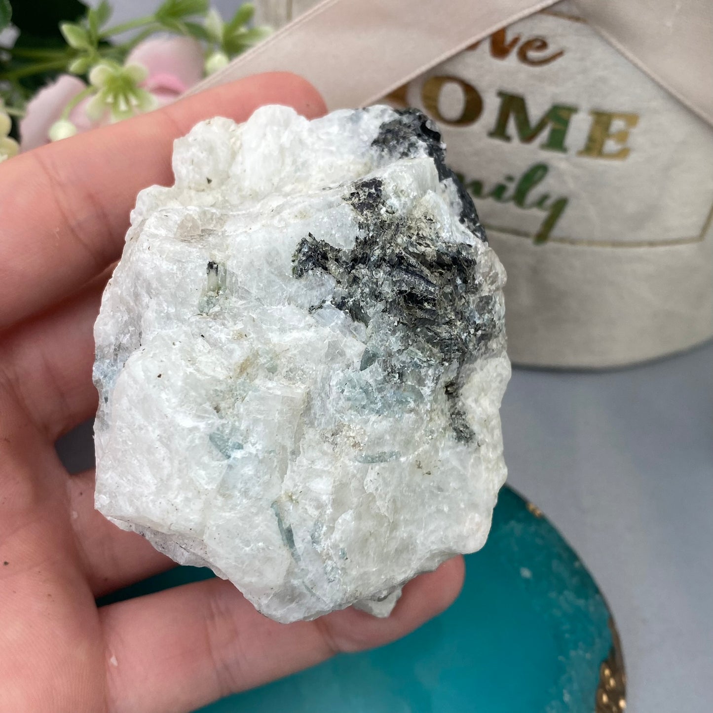 Raw Moonstone with Tourmaline (208g.)
