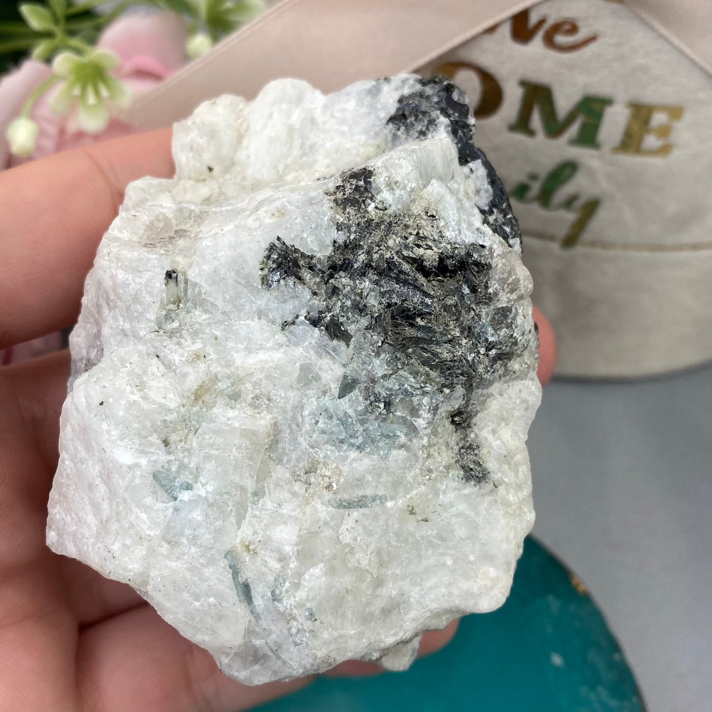 Raw Moonstone with Tourmaline (208g.)