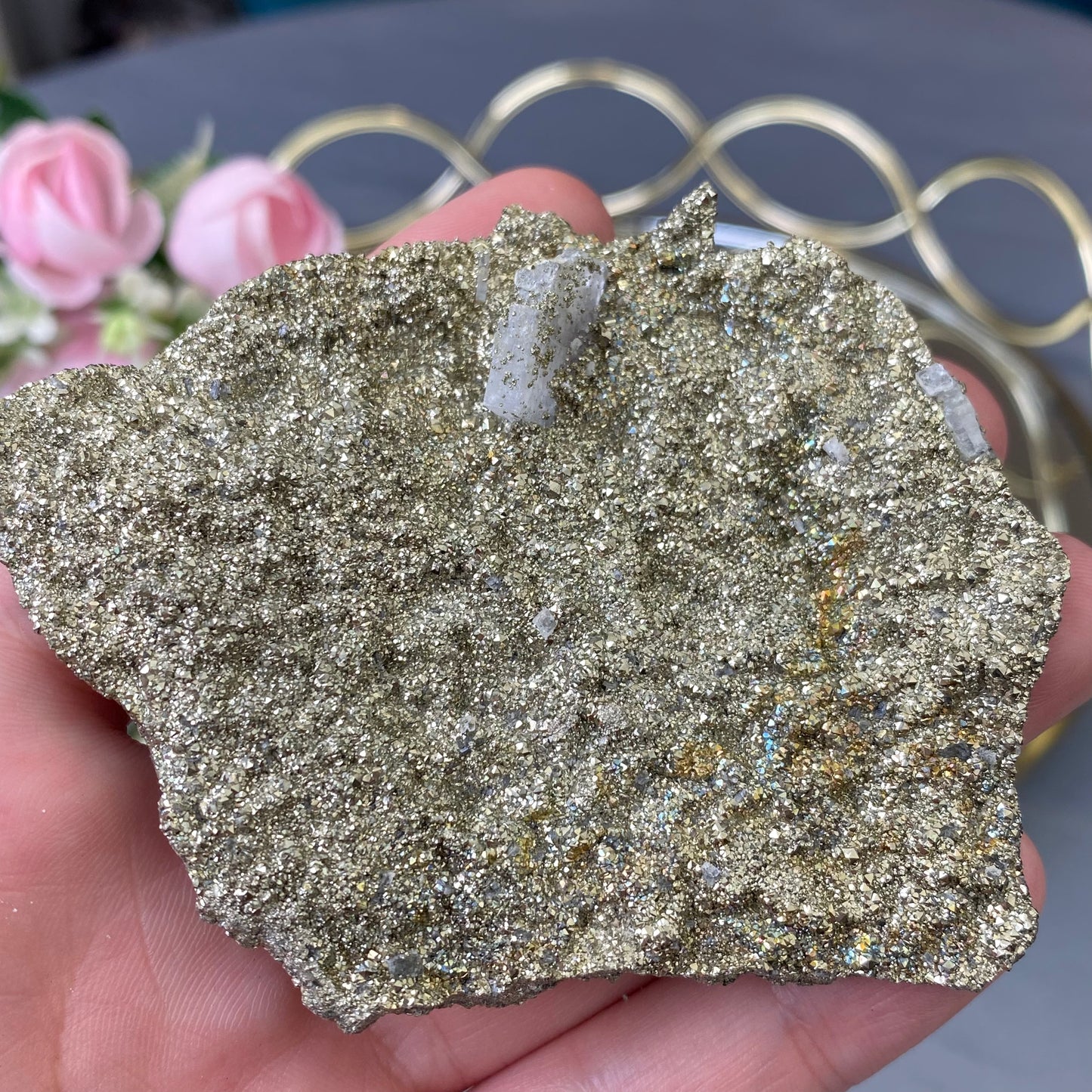 Natural Pyrite with Quartz druse 78g.