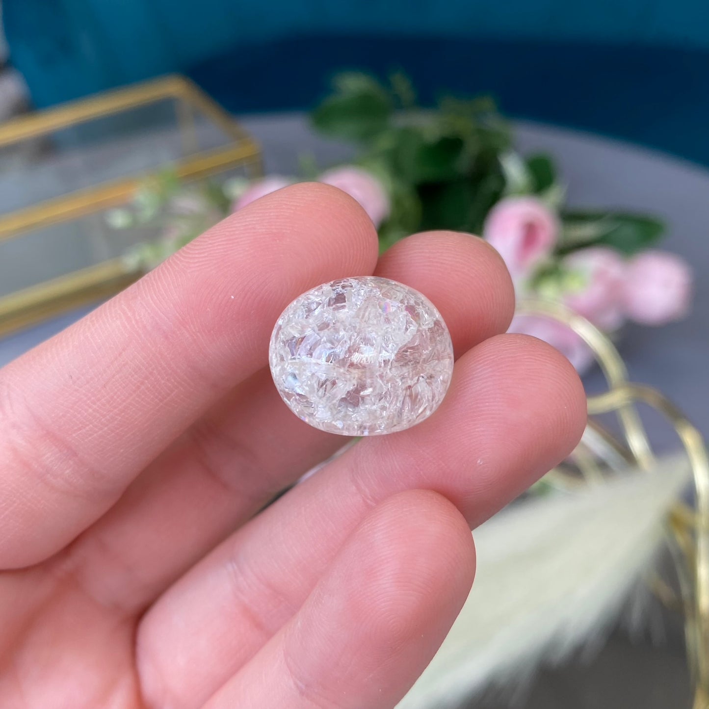 Natural polished Crackle Clear Quartz crystal (1pc.)