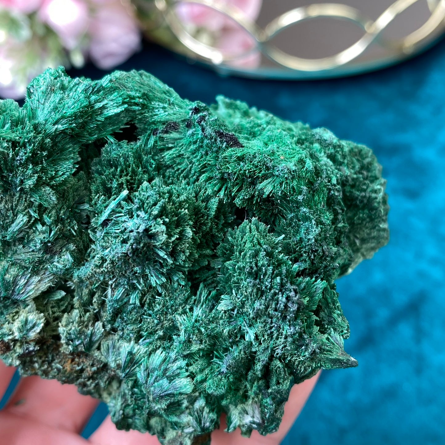 Natural raw Satin Malachite/ Velvet Malachite 213g. (Congo)