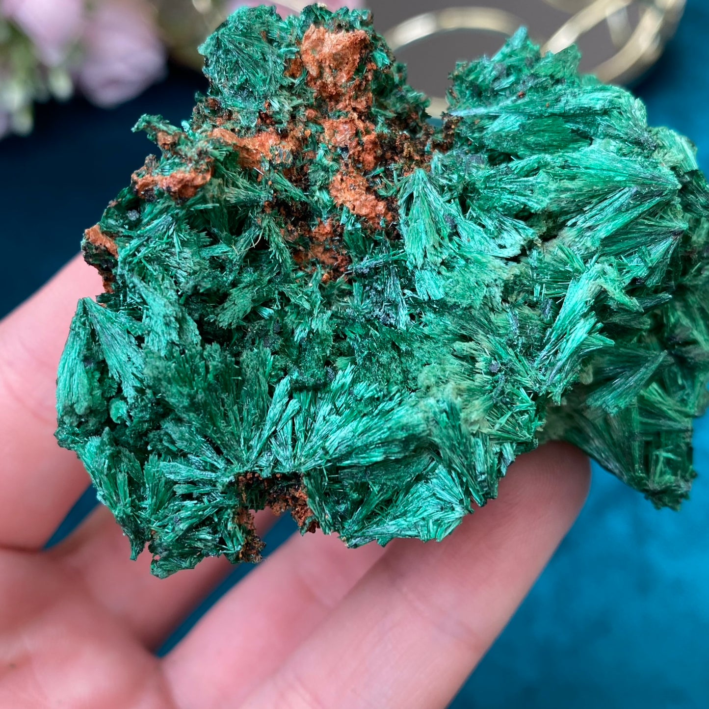 Natural raw Satin Malachite/ Velvet Malachite 122g. (Congo)