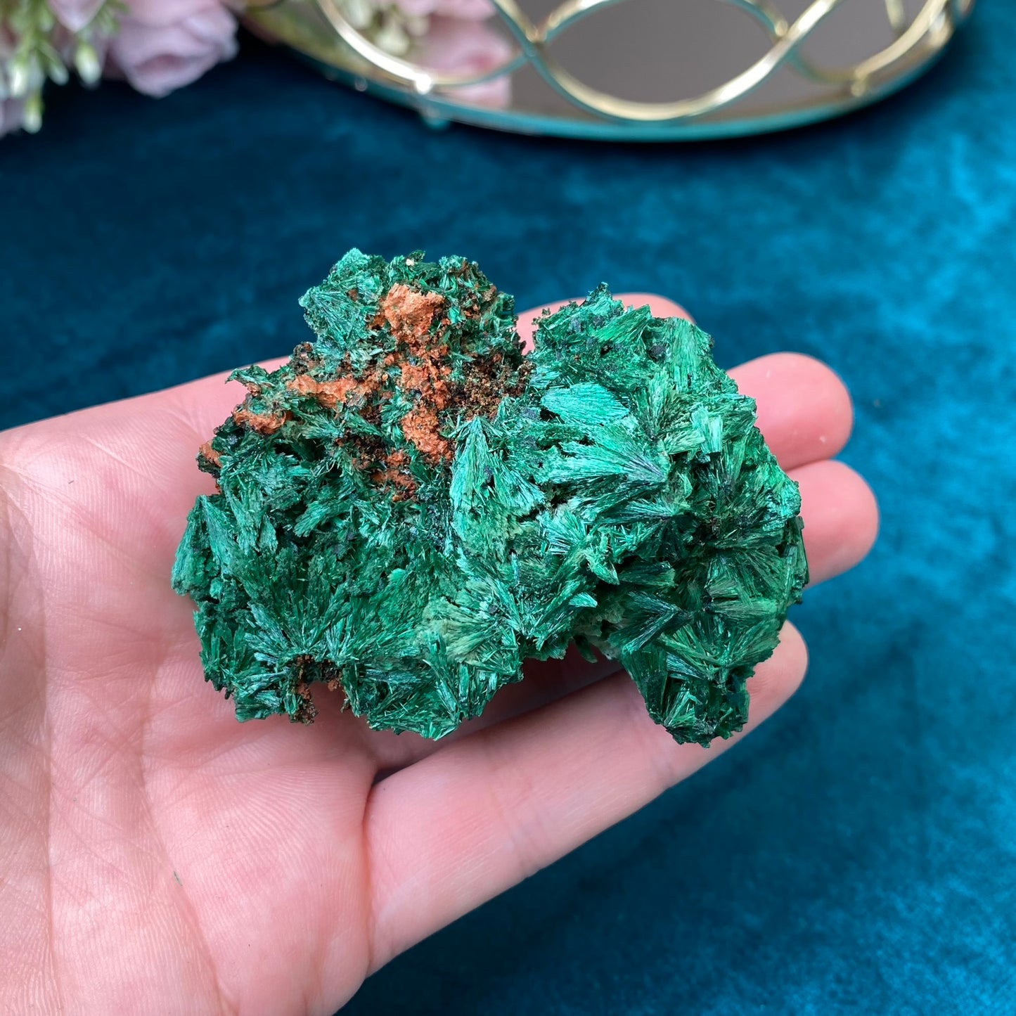Natural raw Satin Malachite/ Velvet Malachite 122g. (Congo)