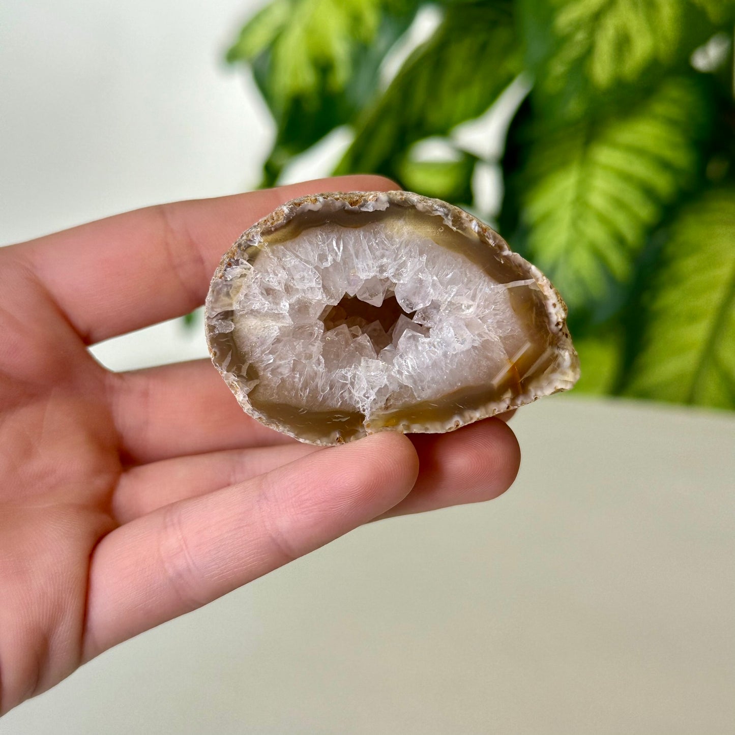 Ahāta žeoda ar Kalnu Kristālu (Ahāts, Kalnu Kristāls, 132g)