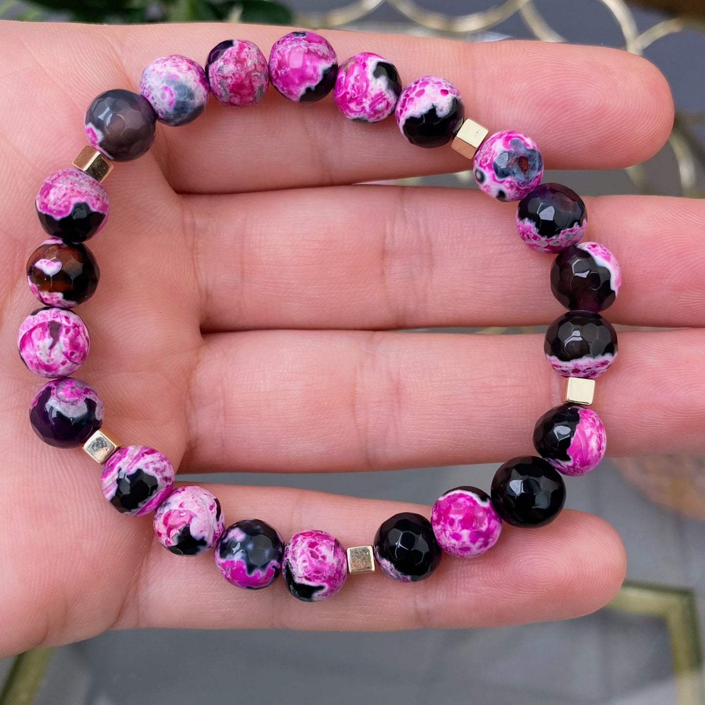 Fire Agate bracelet (Fire Agate toned, polished shape, 8mm)