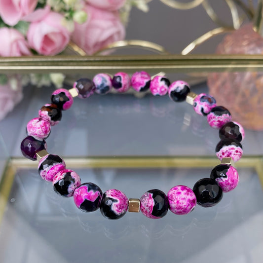 Fire Agate bracelet (Fire Agate toned, polished shape, 8mm)
